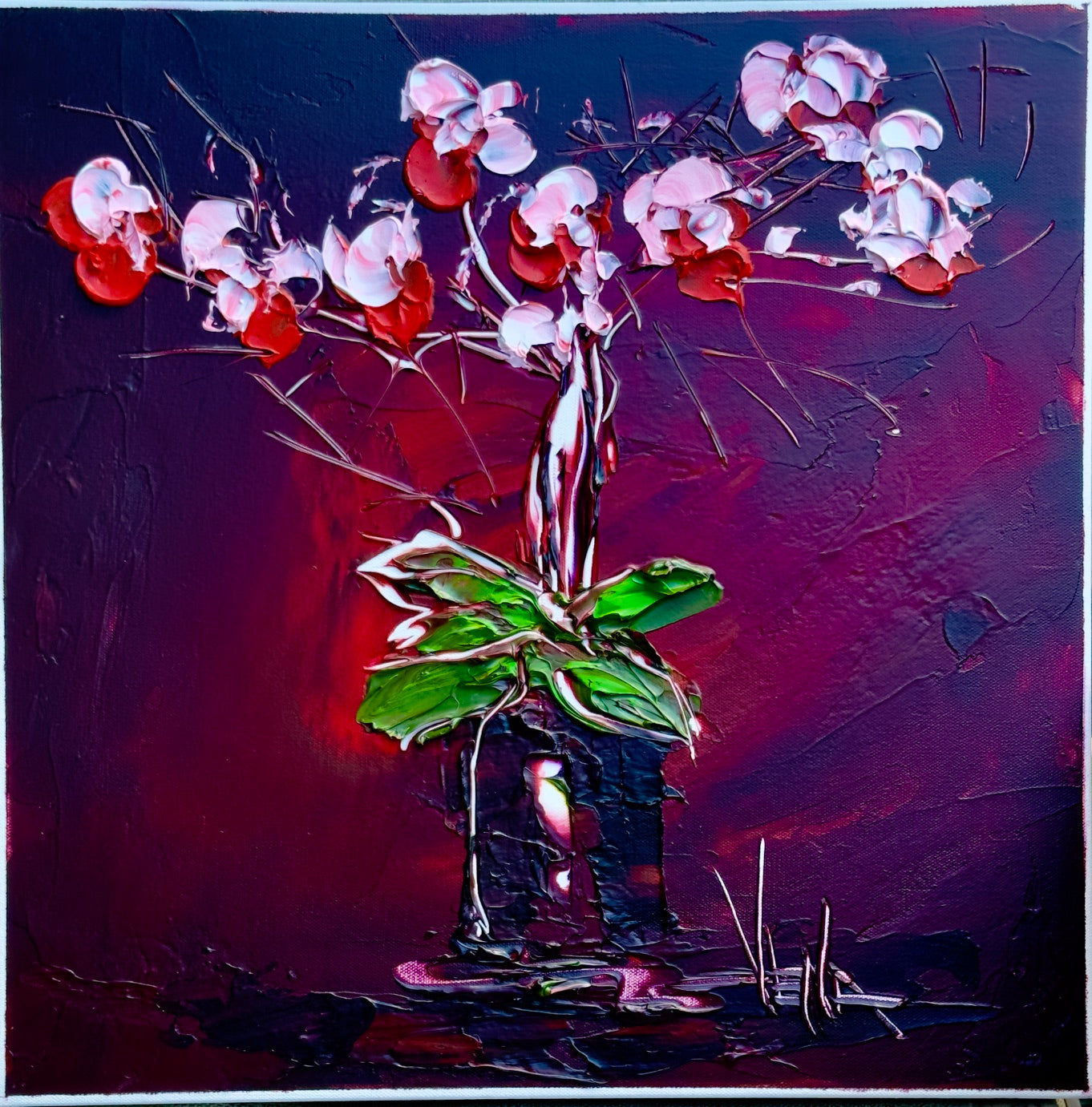 Orchids on Crimson