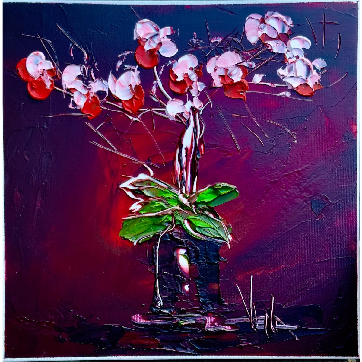Orchids on Crimson