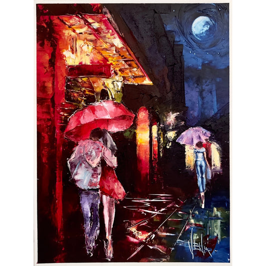 Moonlit Night. New Orleans after Rain. Pirates Alley