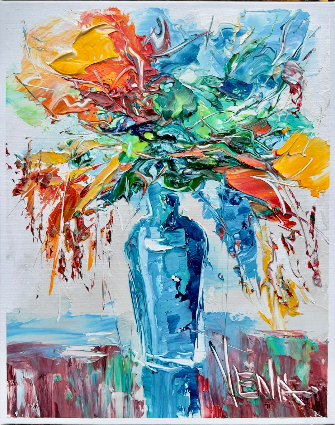 Bouquet in a Blue Vase '