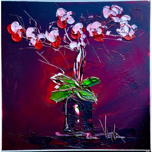 Orchids on Crimson.